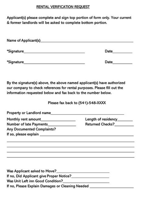 Printable Landlord Verification Form