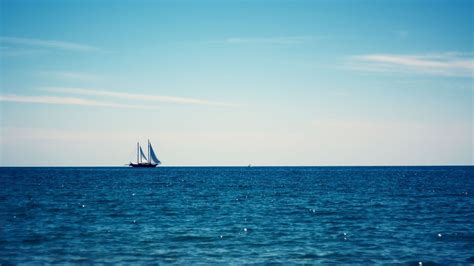 Wallpaper Boat Sailing Ship Sea Bay Shore Minimalism Sky