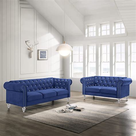 Buy New Classic Furniture Glam Emma Velvet Three Seater Chesterfield