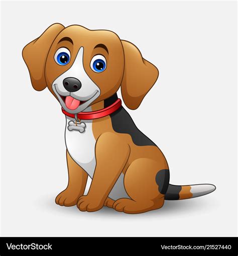 Cute Dog Cartoon Sitting Isolated On White Vector Image