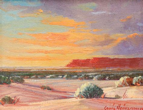 Louis Heinzman Southwest Sunset Painting Arizona Desert 1940