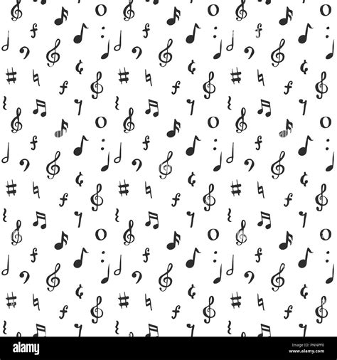 Music Note Seamless Pattern Vector Illustration Hand Drawn Sketched