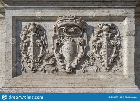 Spqr Inscription Carved On A Statue In Rome Italy Stock Photo Image