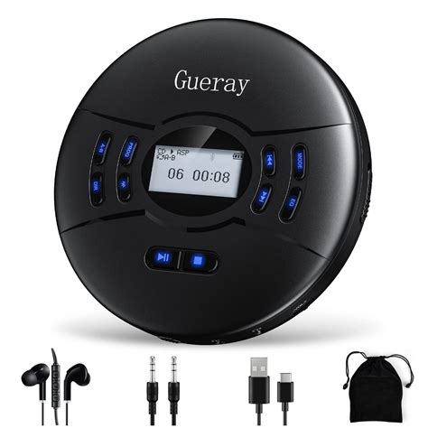 Gueray Portable Cd Player With Bluetooth Rechargeable 1400mah Battery