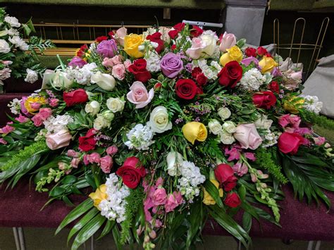 Full Color Casket Cover Flora Funeral Flowers Are Happy