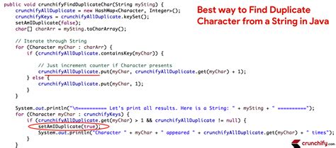 Best Way To Find Duplicate Character From A String In Java Crunchify