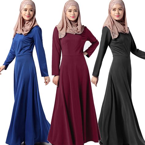 Ethnic Style Abaya Muslim Dress Turkish Women Clothing Islamic Solid