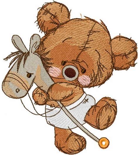 Teddy Bear With Horse On A Stick Embroidery Design Embroidery Software