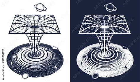 Black Hole Tattoo And T Shirt Design Symbol Of Science Astronomy