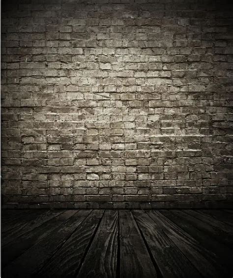 8x15ft Indoor Silver Bricks Wall Dark Wooden Floor Custom Photography