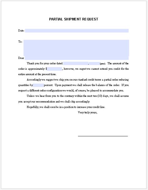 How to write request letter for a copy of birth cetificate off line. Partial Shipment Request Letter - Free Fillable PDF Forms