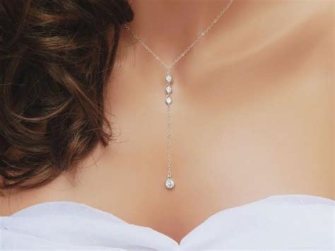Bridal Jewelry Diamond Lariat Cz Lariat Y Necklace With Matching