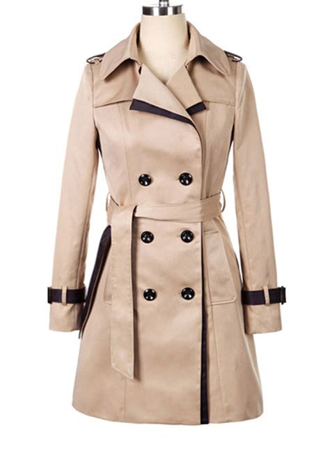 Women's Long Sleeve Double Breasted Slim Trench Coat - STYLESIMO.com