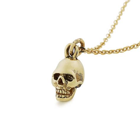 Solid 18ct Gold Micro Anatomical Skull Pendant And Chain The Great