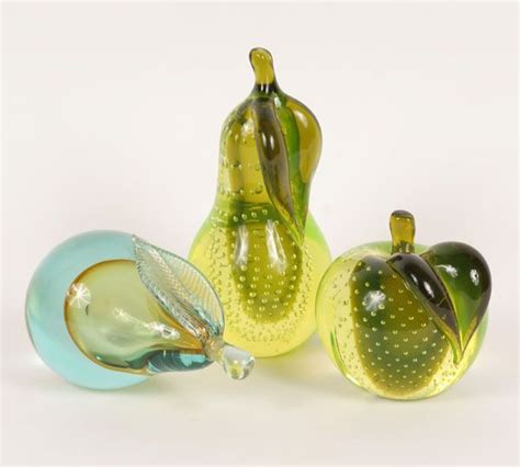 Murano Art Glass Fruit Two With Controlled Bubbles One In The