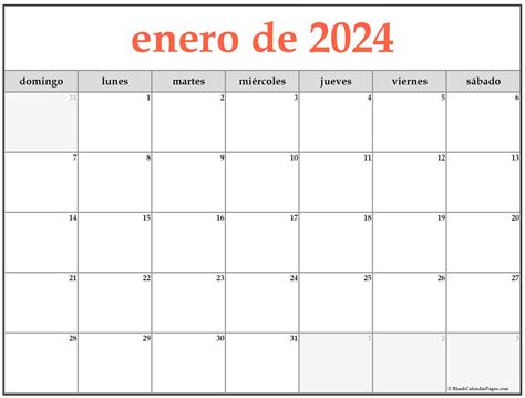 Calendario Enero 2024 Imprimible Descarga Gratis