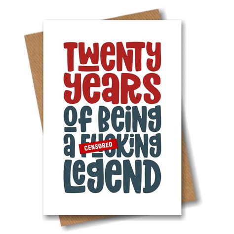 Funny Rude 20th Birthday Card For Adult Him Son Grandson Etsy