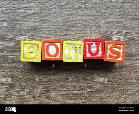 Bonus Word Made With Toy Wood Blocks Letters Stock Photo Alamy