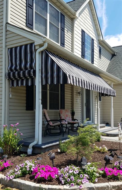 Porch Awning With A Pleated Drop Curtain Kreiders Canvas Service Inc