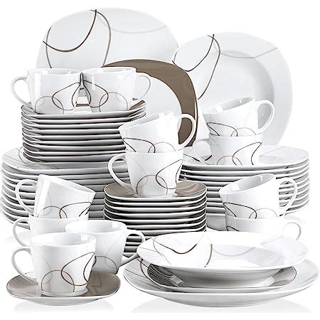 VEWEET Annie 60pcs Service De Table Porcelaine 12pcs Assiette Plate