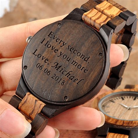 Personalized Wood Watches For Men Engraved Anniversary Gift Groomsmen