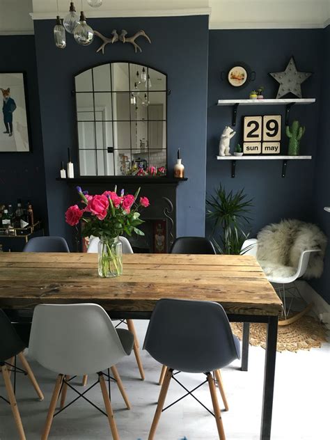 Dark blue dining room chairs dining chairs design ideas dining via youruncle.net. Little Greene Juniper Ash Dark Dining Room www.overatkates ...