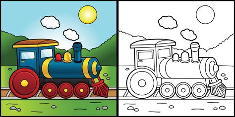 Steam Locomotive Coloring Page Illustration Vector Art At Vecteezy