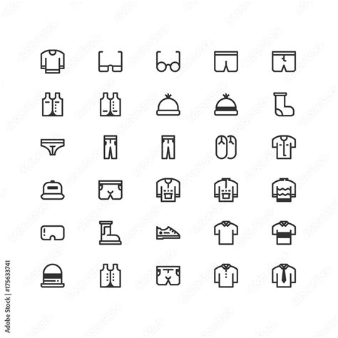 Vetor De Minimal Icon Set Of Clothing Vector Line Icons Collection