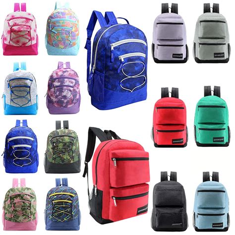 24 Pack Of 17 Bungee And Deluxe Wholesale Backpack In Assorted Color