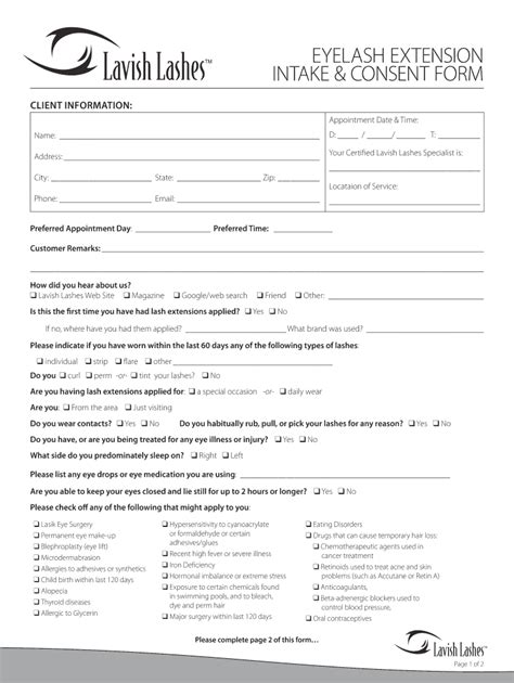 Eyelash Extension Consultation Form Template Fill Online Printable Fillable Blank