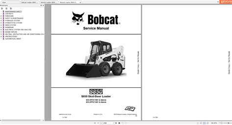 Bobcat Skid Steer Loader S850 Service Manuals
