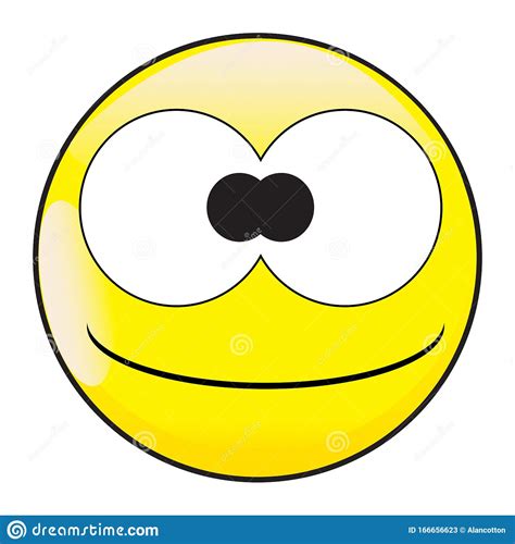 Big Eyes Stupid And Silly Smile Face Button Emoticon Stock Vector