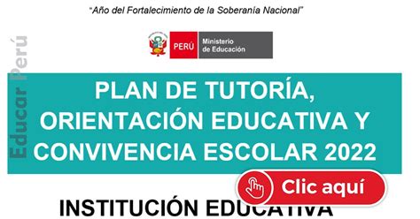 Plan Anual De Tutoría 2022 Educar Perú