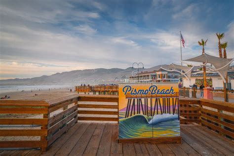 Pismo Beach Sign On The Pier Beautiful View Of Pismo Beach City With