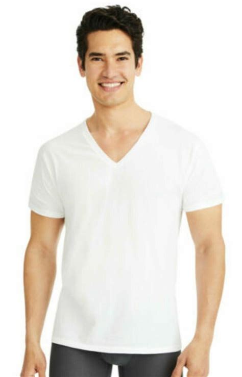 Mens Hanes 6pk White Tagless V Neck T Shirts— Size Large 43935516222 Ebay