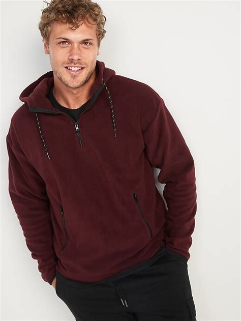 Microfleece Quarter Zip Hoodie For Men Old Navy