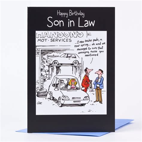 You might as well enjoy it while you can. Birthday Card - Son-in-Law, Car Sketch | Only 89p