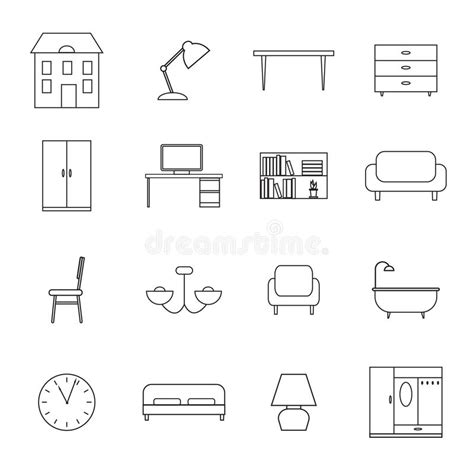 Furniture And Home Decor Icons Stock Vector Illustration Of Armchair