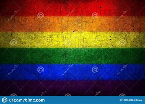 Bandera Gay Del Arco Iris Lgbt En Viejo Fondo Del Metal Stock De
