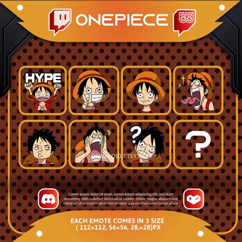 Monkey D Luffy Onepiece Emote 6 Pack Emojis Funny Twitch Etsy In 2022