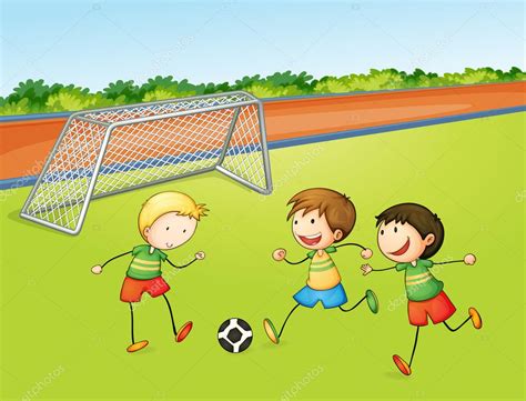 Boys Playing Football — Stock Vector © Interactimages 11587497