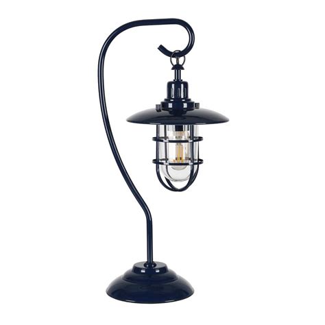 Give your home a classic feel with this lantern table lamp, featuring an antique copper finish and a natural linen shade. Hudson&Canal Bay 22 in. Navy Blue Nautical Lantern Lamp ...