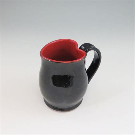 Heart Shaped Pottery Mug Valentine Gift Valentine Mug Black Valentine