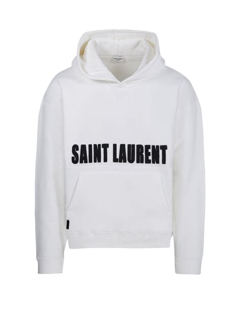 Men Saint Laurent White Cotton Hoodie
