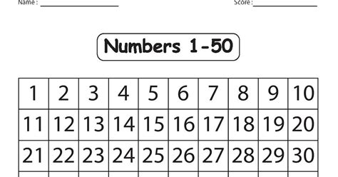 Numbers 1 To 50 Printable