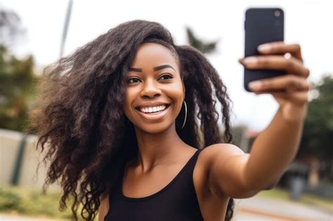 Premium Ai Image A Young African American Woman Taking A Selfie