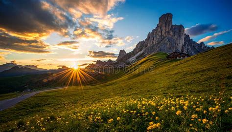 Giau Pass Mountains At Daylight Stock Photo Image Of Park Dolomites