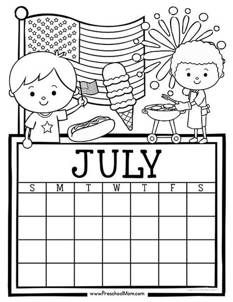 Free Monthly Calendar Write And Color Kids Calendar Preschool