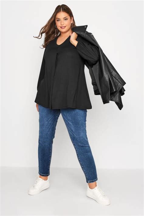 Plus Size Black Long Sleeve Swing Top Yours Clothing