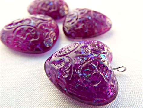 Handmade Purple Jewel Enamel Heart Pendants By Glitteramacrafts On
